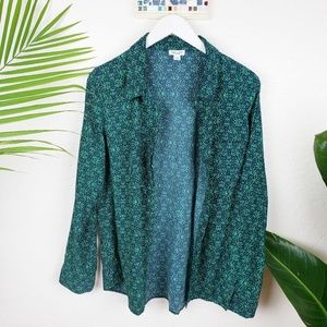 Anthro Splendid | Patterned Emerald Green Shirt XL